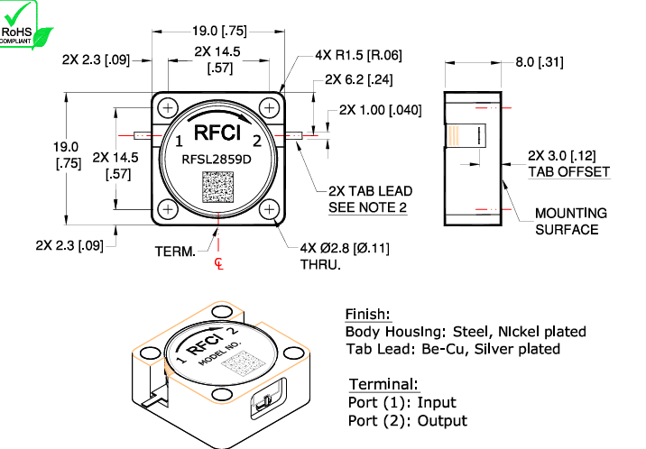 RFCI RFSL2859D����ʽ������װ���θ�����3.3-3.8GHz